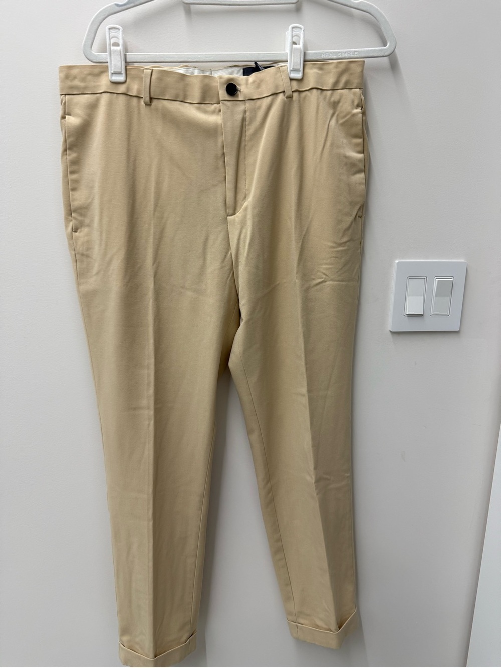 H&M Men's Slim Fit Khaki Chinos in Light Beige